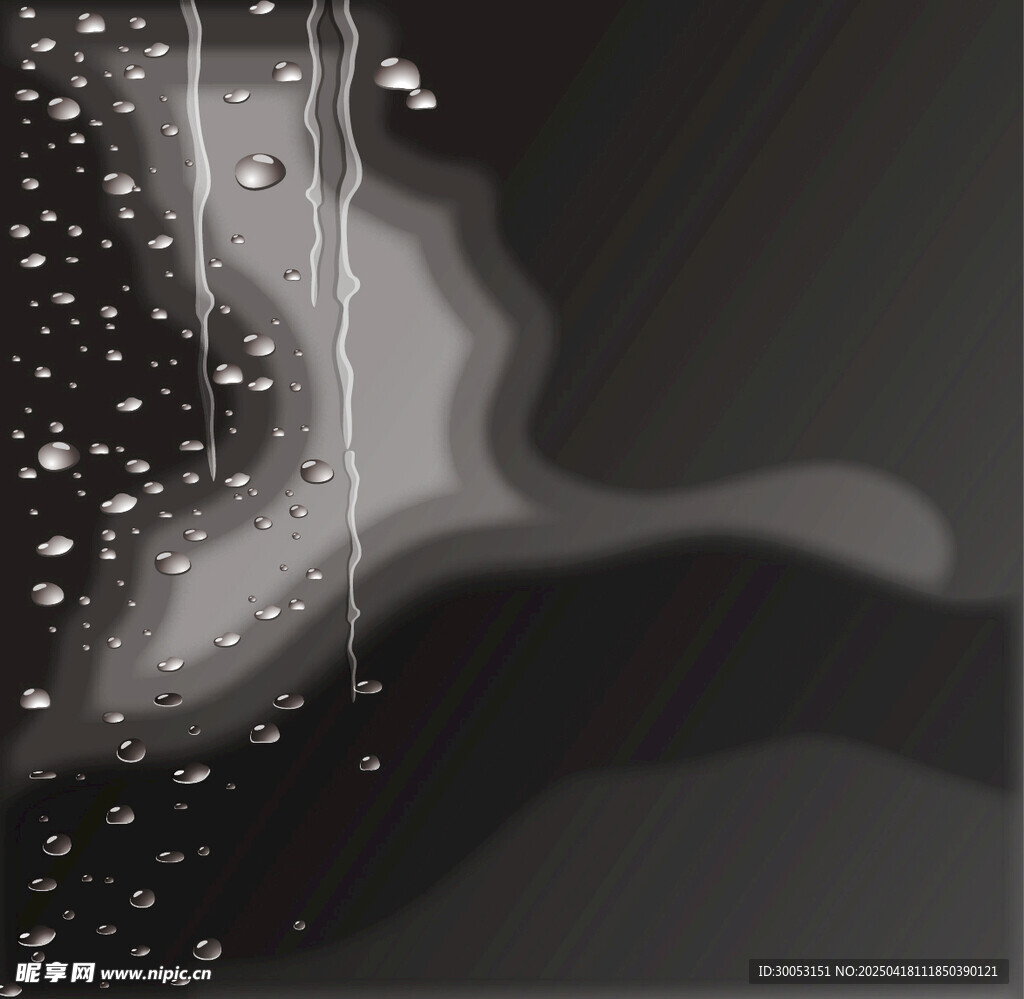 玻璃上的雨滴朦胧景象