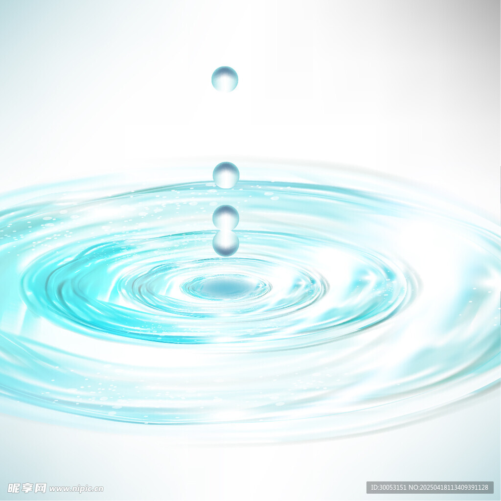 水滴入水泛起蓝色涟漪