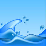 蓝色动感水波与水滴画面