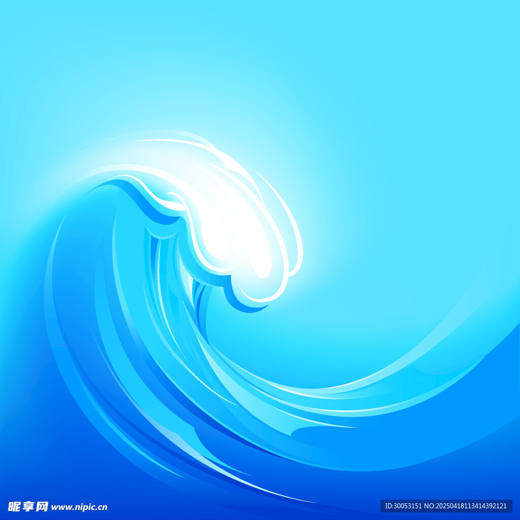 蓝色海浪抽象艺术画面