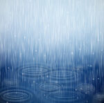 雨滴落下形成水波纹画面