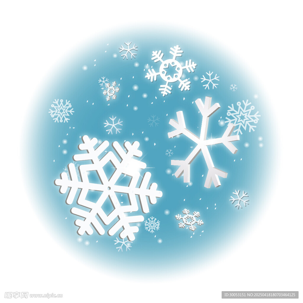 蓝色背景上的精美雪花图案
