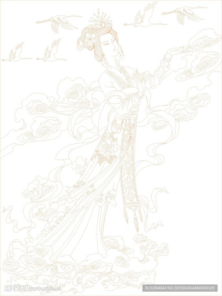 古风女子线条画