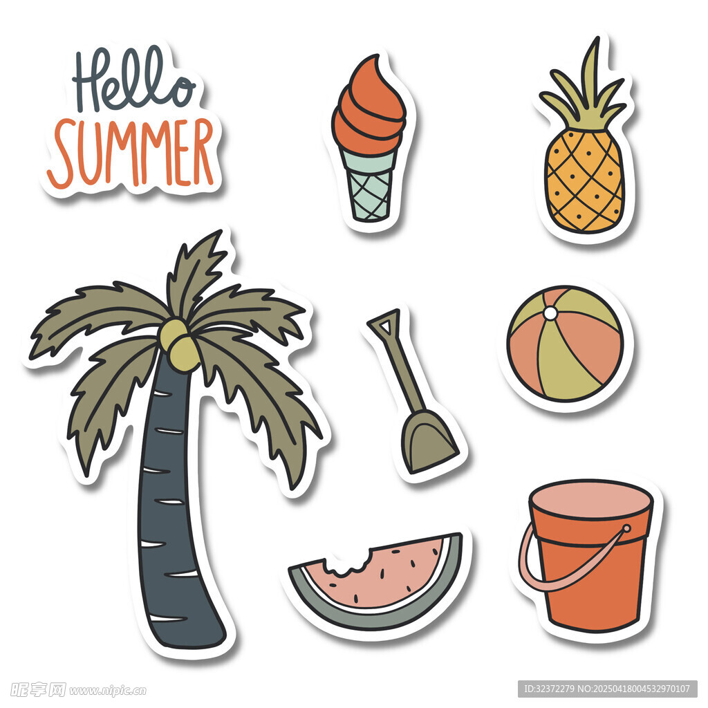 夏日元素贴纸集合