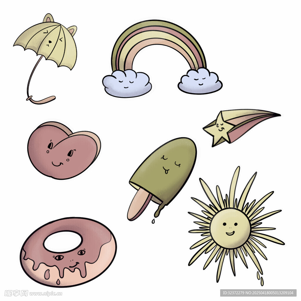 可爱夏日元素插画