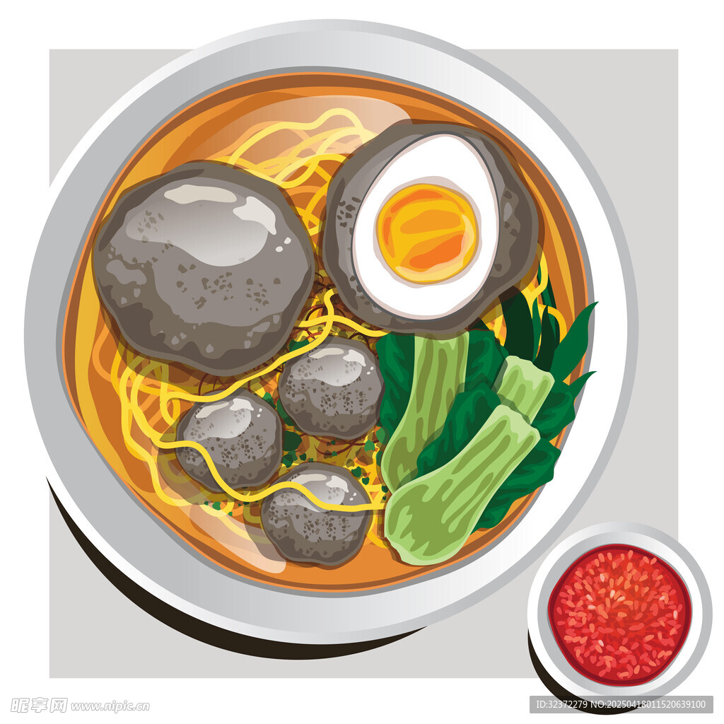 美味肉丸鸡蛋拉面