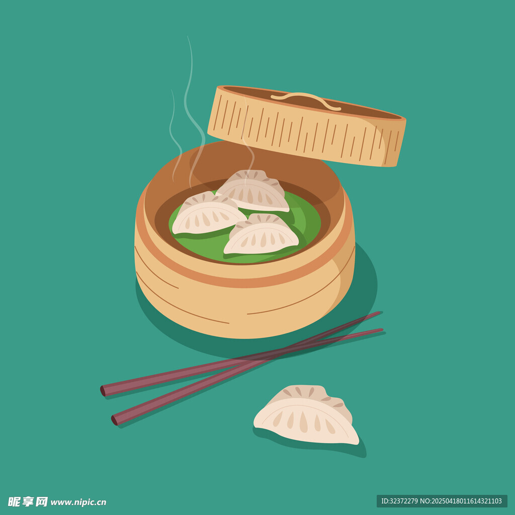 竹制蒸笼里的美味饺子