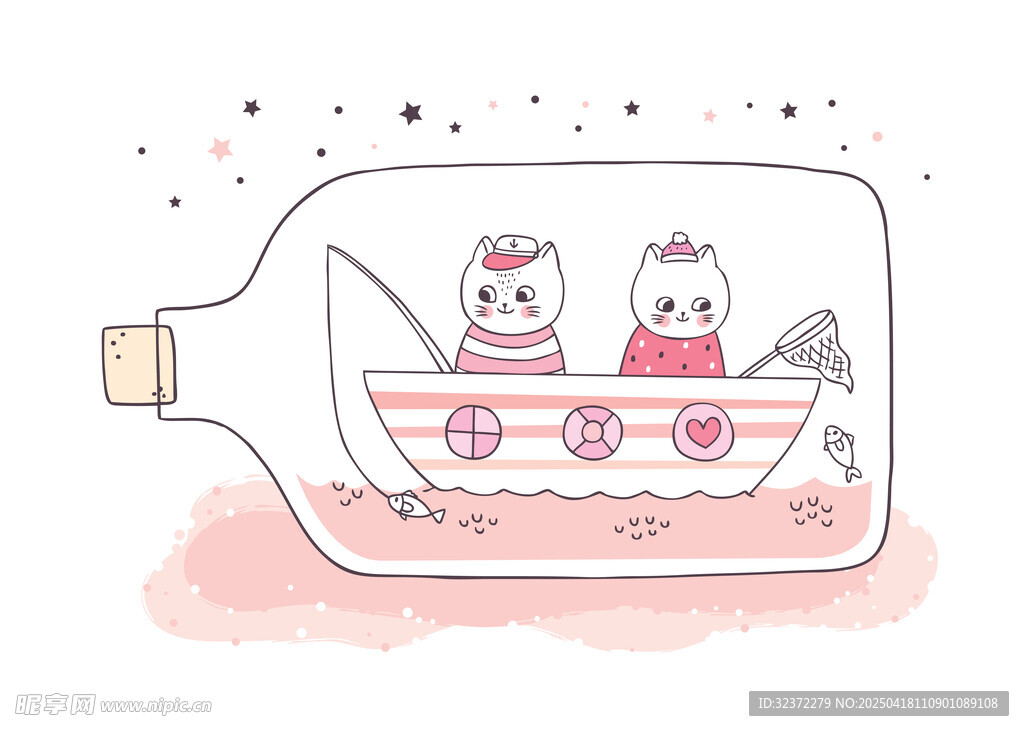 瓶中可爱猫咪的梦幻之旅