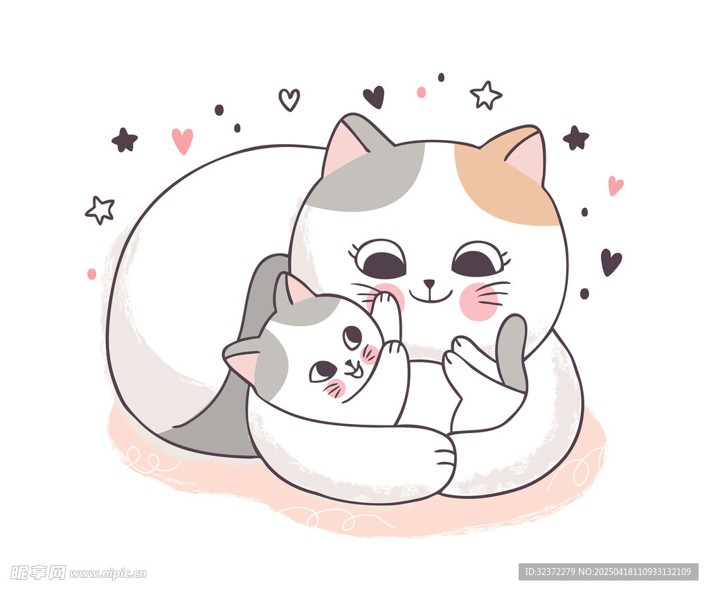 温馨猫咪母子亲昵时刻