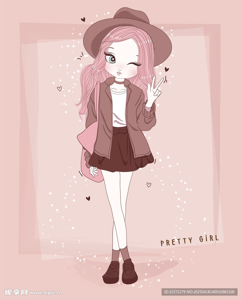 粉色系可爱动漫少女形象