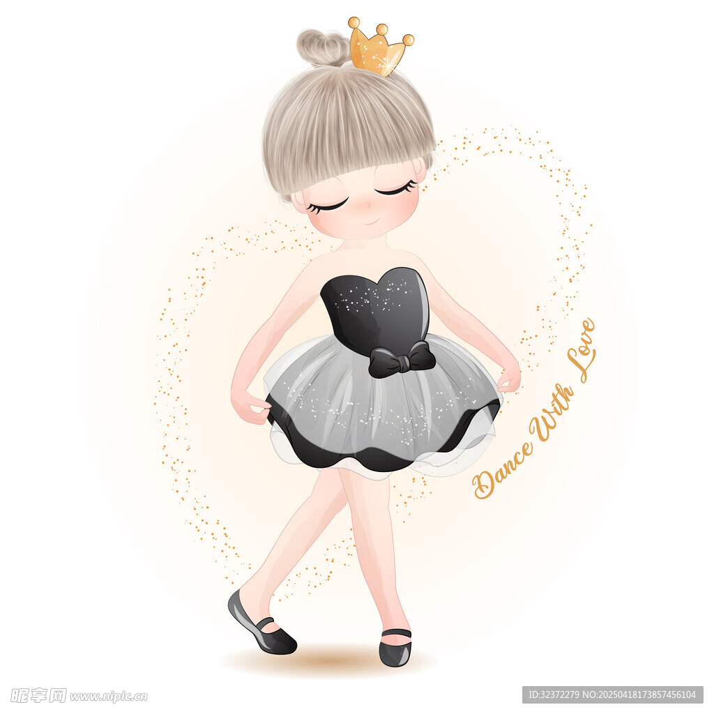可爱公主风小女孩插画