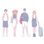 青春旅行人物插画
