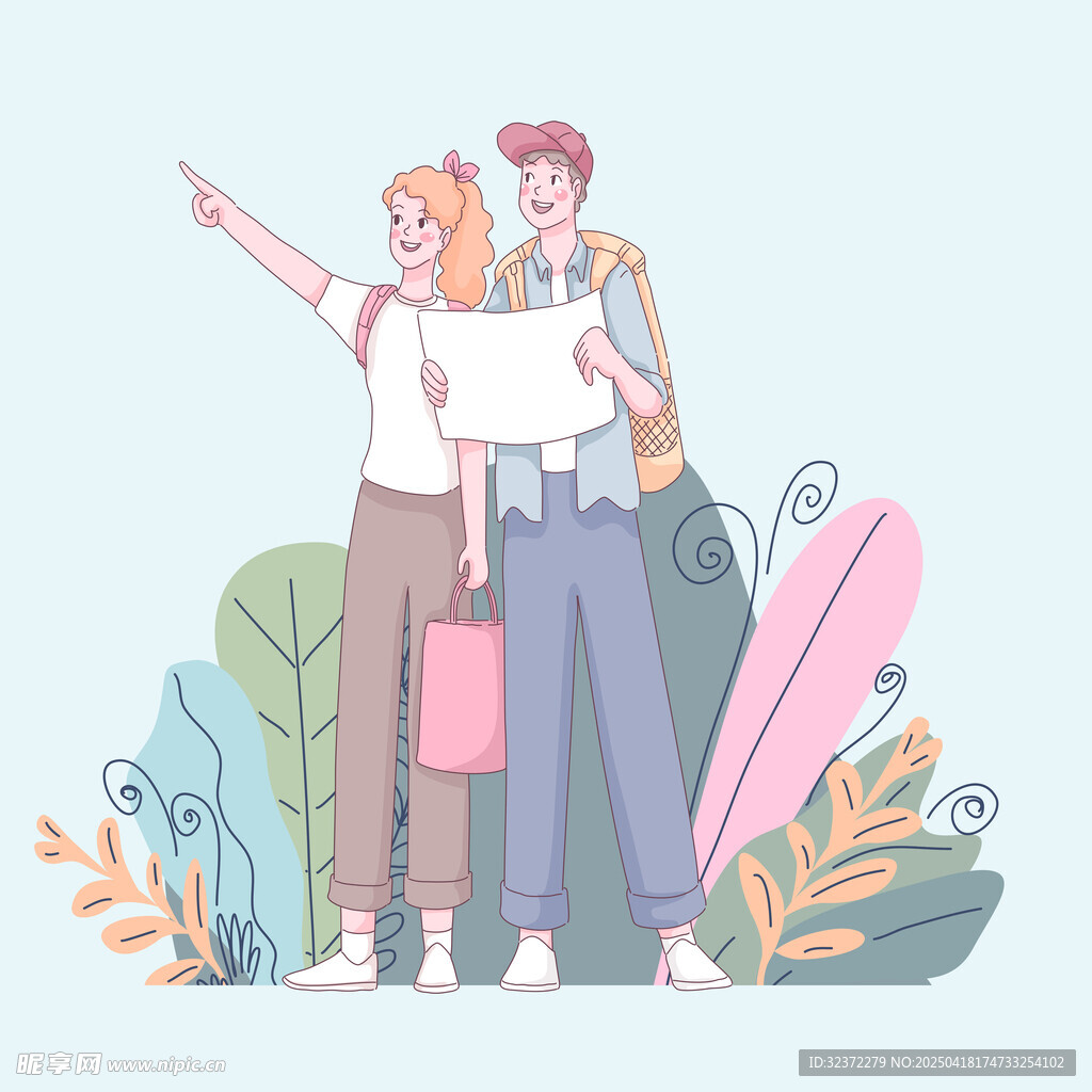 情侣出游插画