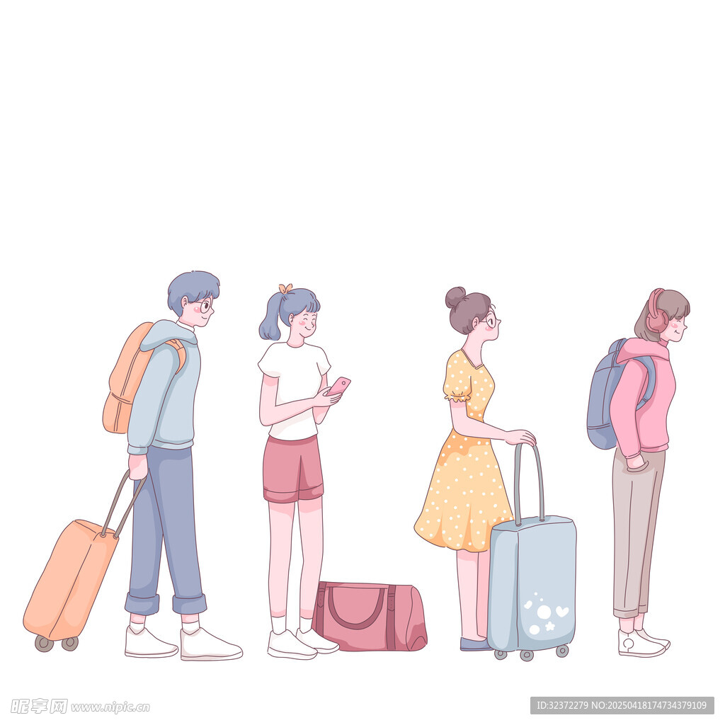 排队出行的旅客们