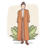 时尚女士身着长款大衣