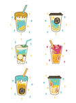 多彩手绘风创意饮品插画
