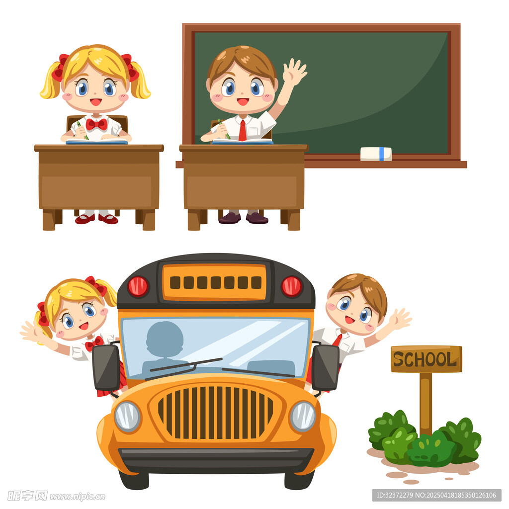 校园生活场景与可爱学生