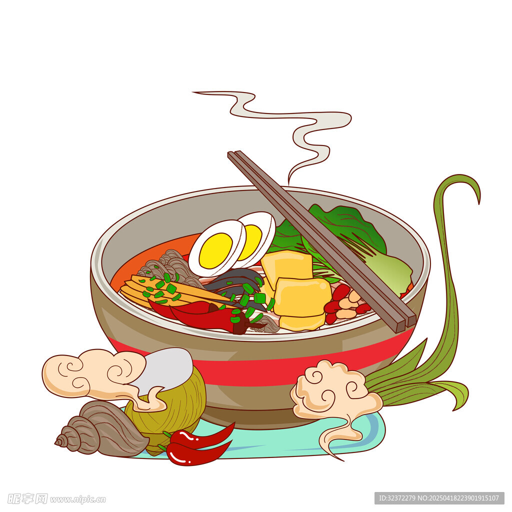 卡通风格美味火锅插画