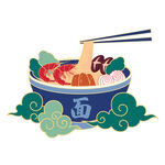 传统中式美味面条插画