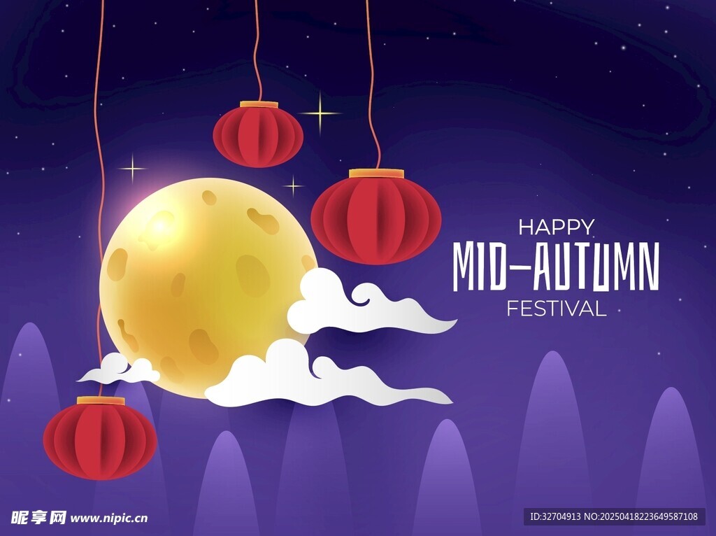 中秋月夜挂红灯