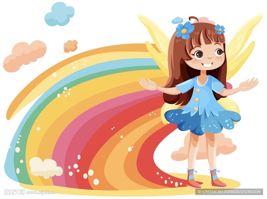 彩虹下的梦幻小女孩