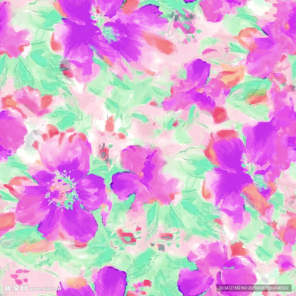 梦幻多彩花卉图案背景