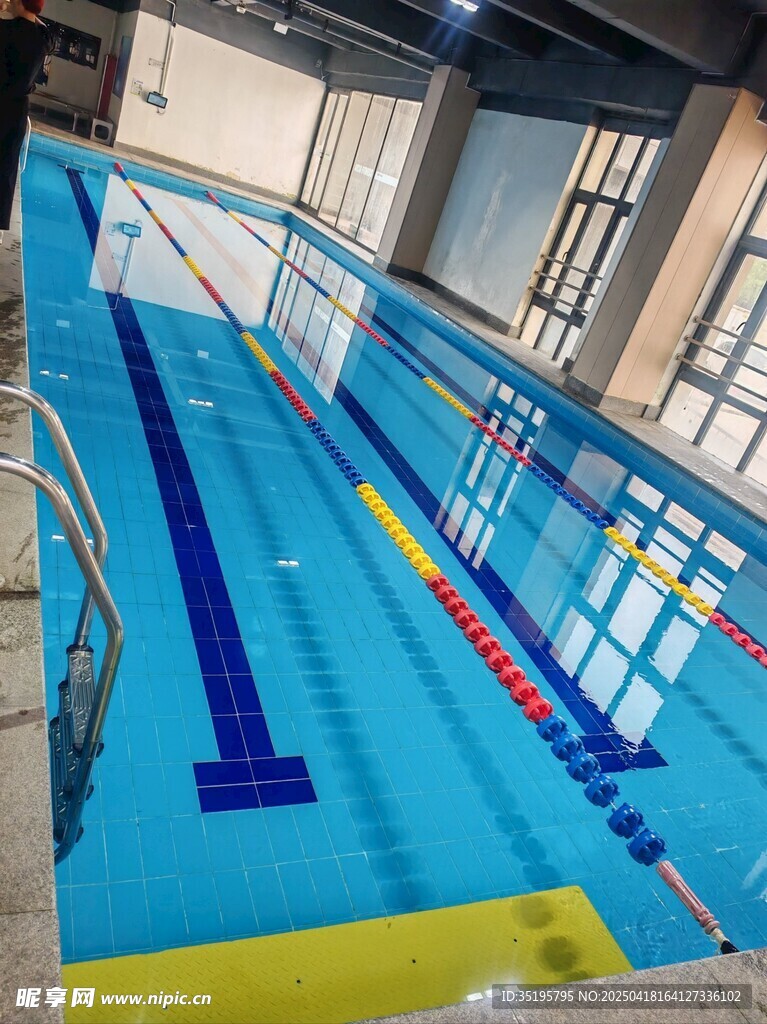 室内标准蓝色游泳池
