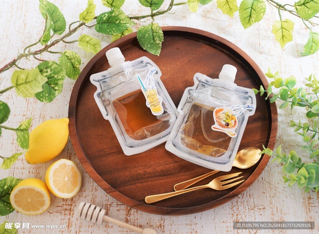 柠檬蜂蜜饮品 清新摆盘