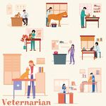 兽医工作场景插画