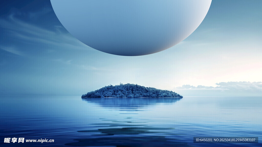梦幻海上悬浮岛屿景观