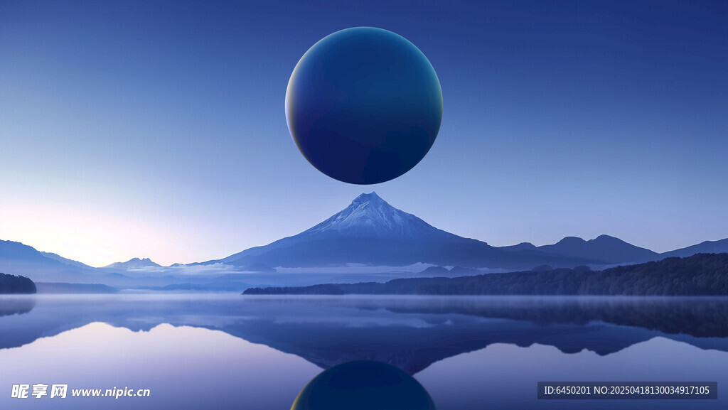 梦幻星球映于静谧湖面