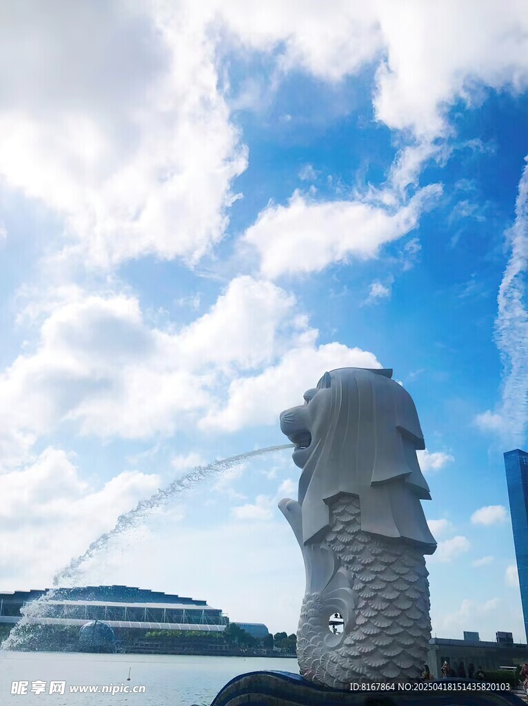 新加坡鱼尾狮喷泉景观