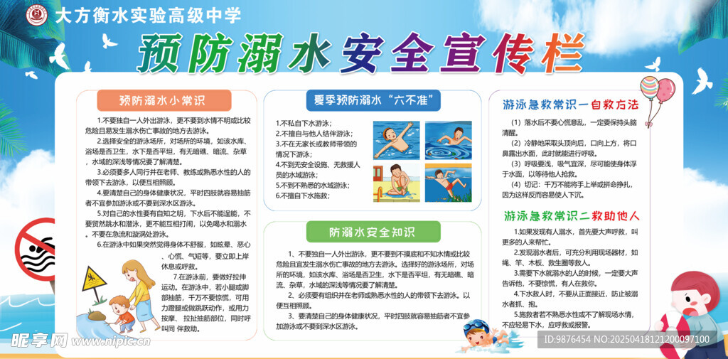 预防溺水安全宣传栏