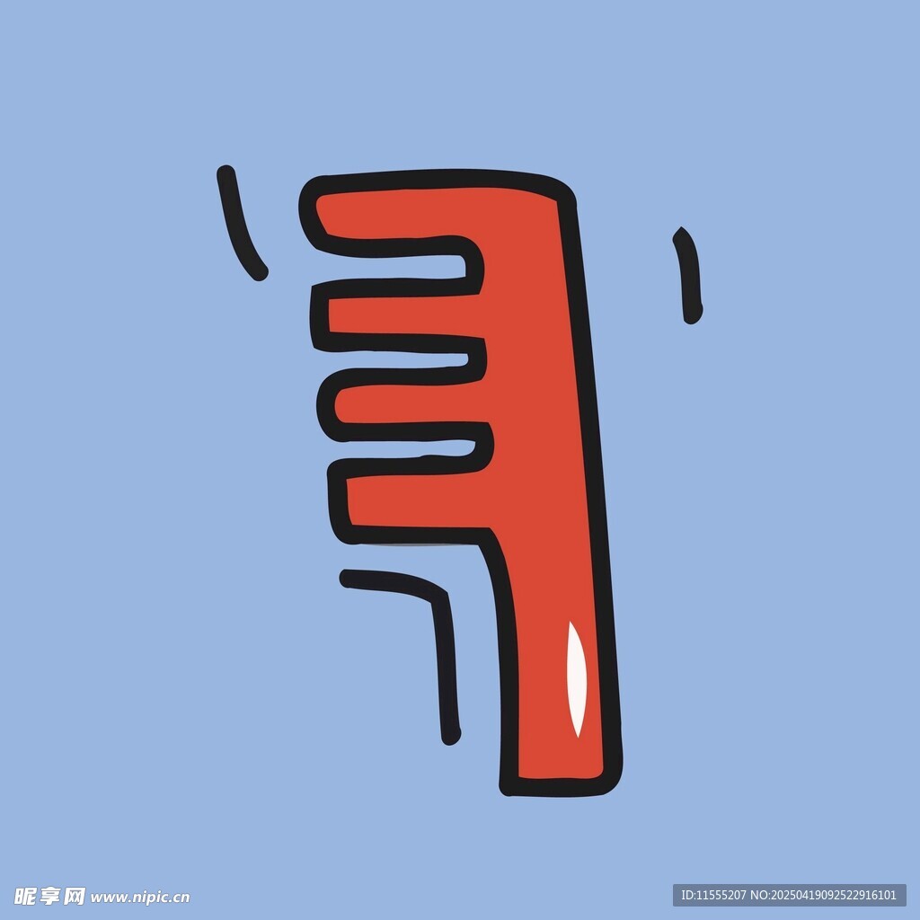 红色卡通梳子插画