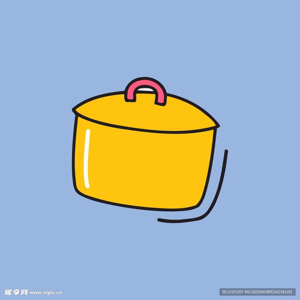 黄色带盖锅卡通插画