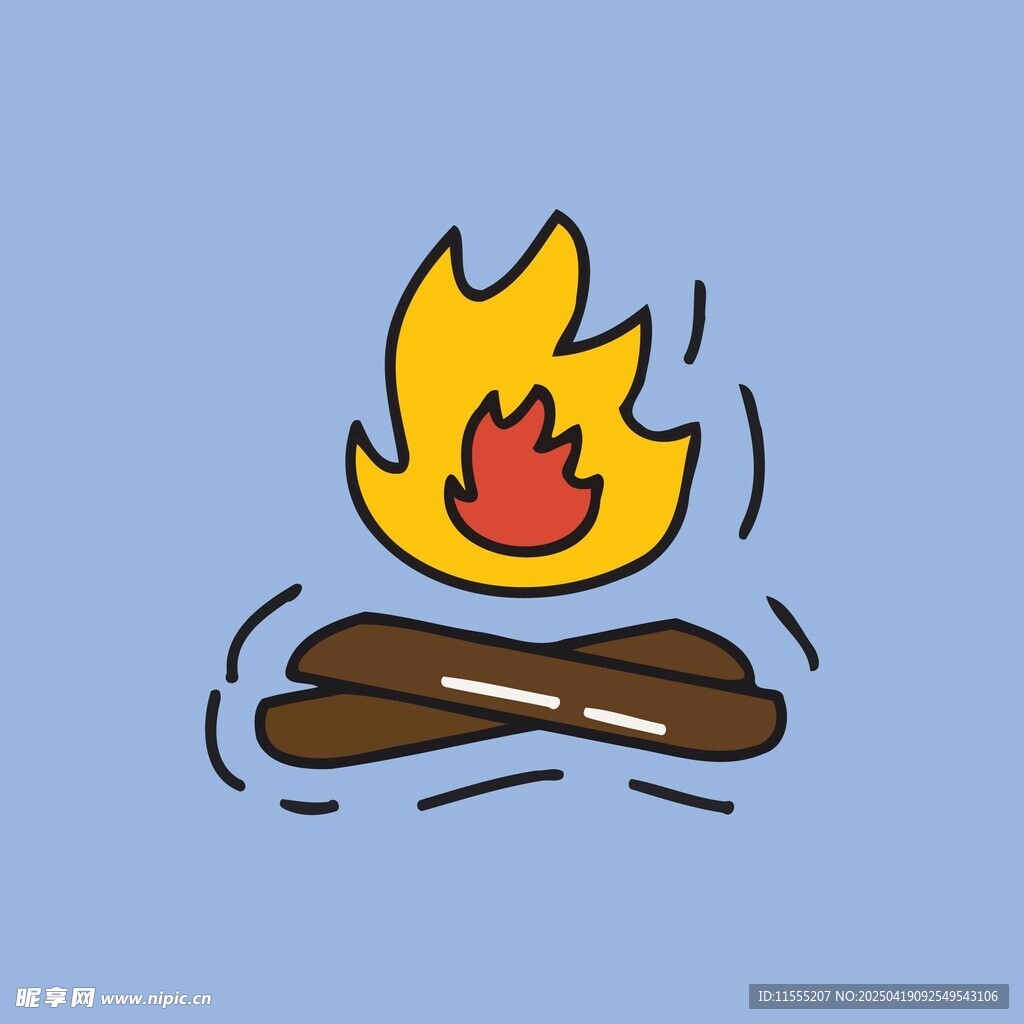卡通风格的篝火图案