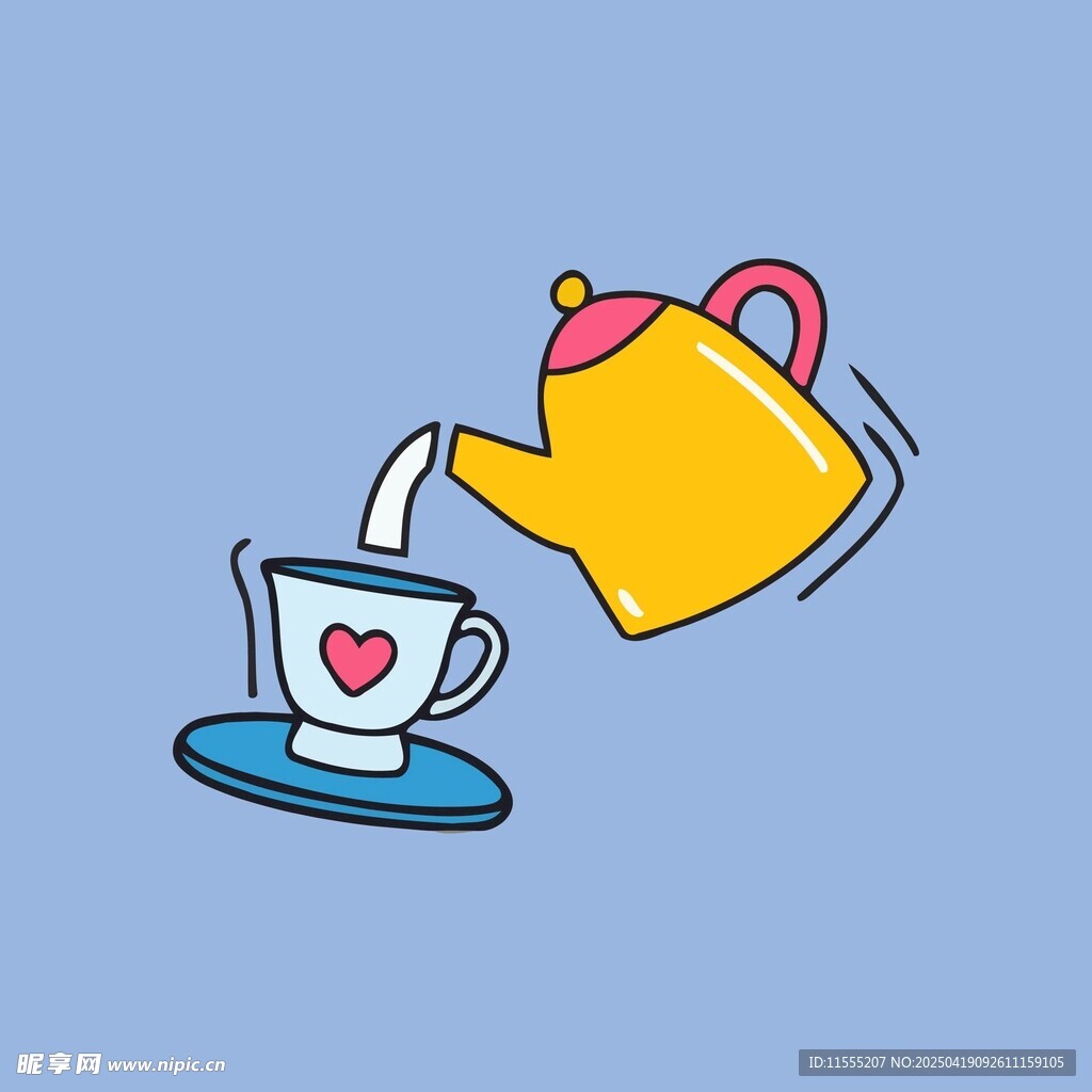 茶壶倒水至爱心茶杯