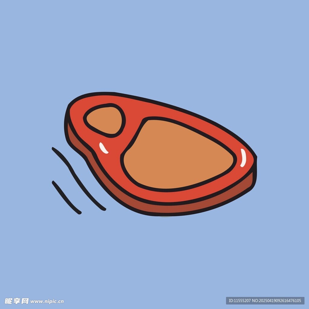 卡通风格的美味牛排