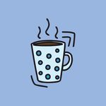 手绘带点图案的热咖啡杯