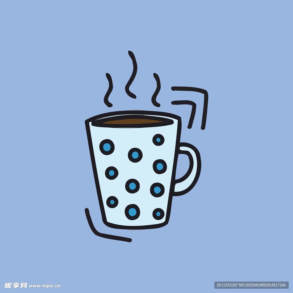 手绘带点图案的热咖啡杯