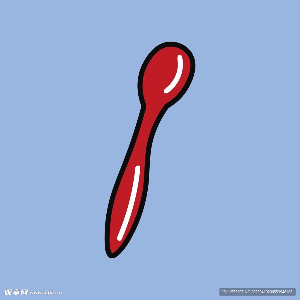红色卡通勺子插画