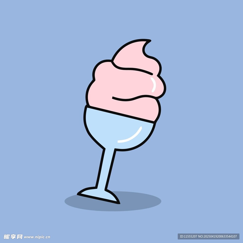 卡通风格的粉色冰淇淋