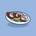 柠檬配肉摆盘美食插画