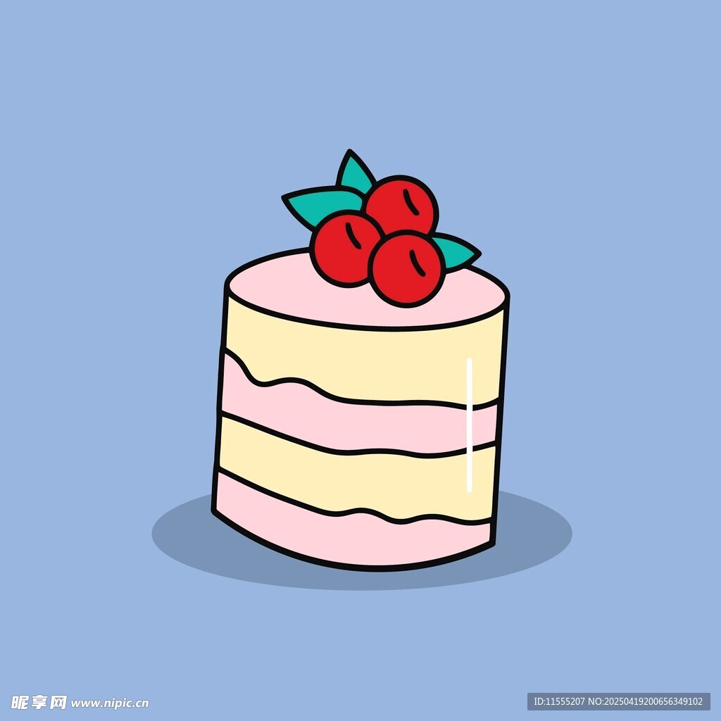 卡通草莓蛋糕插画