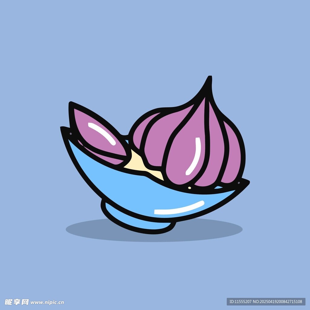 碗中紫皮大蒜插画