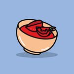 碗中红色酱料插画