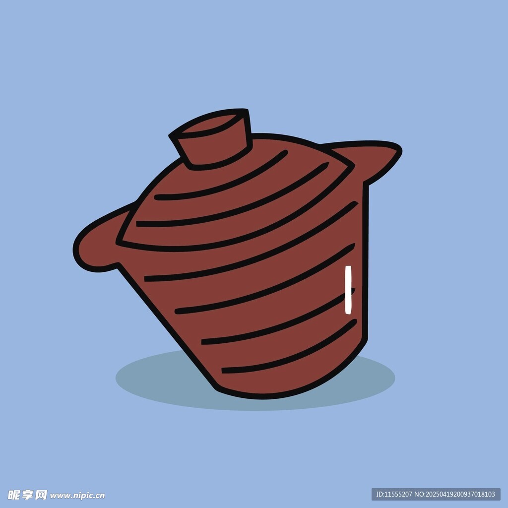 卡通风格棕色条纹陶制锅盖