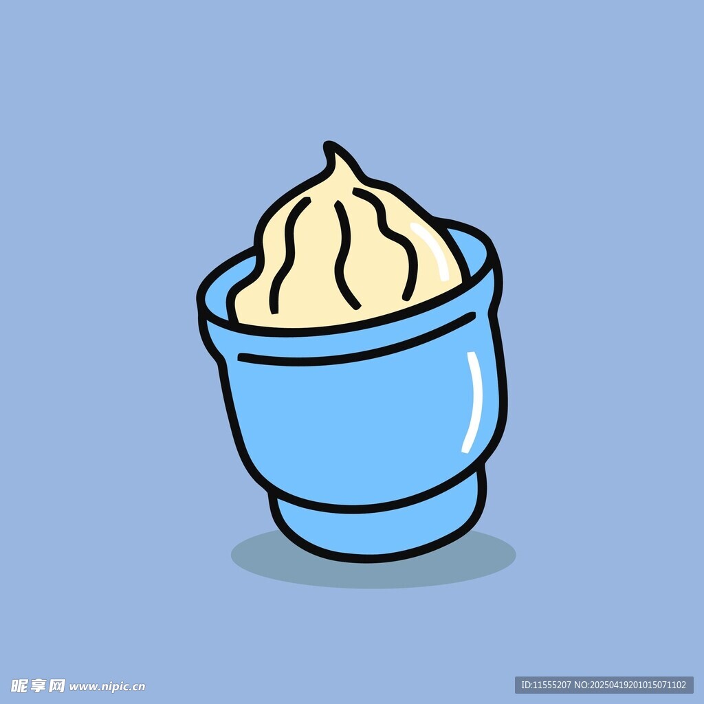 蓝色杯装奶油冰淇淋