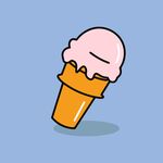 倾斜的冰淇淋甜筒