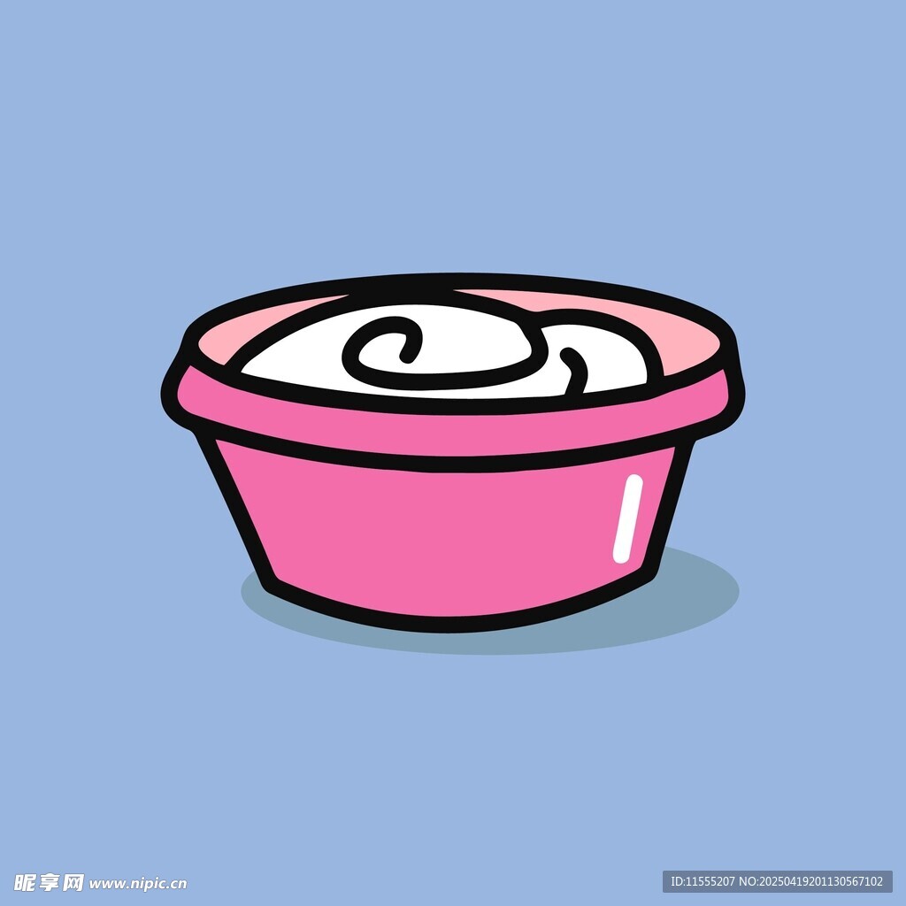 粉色碗装奶油卡通图